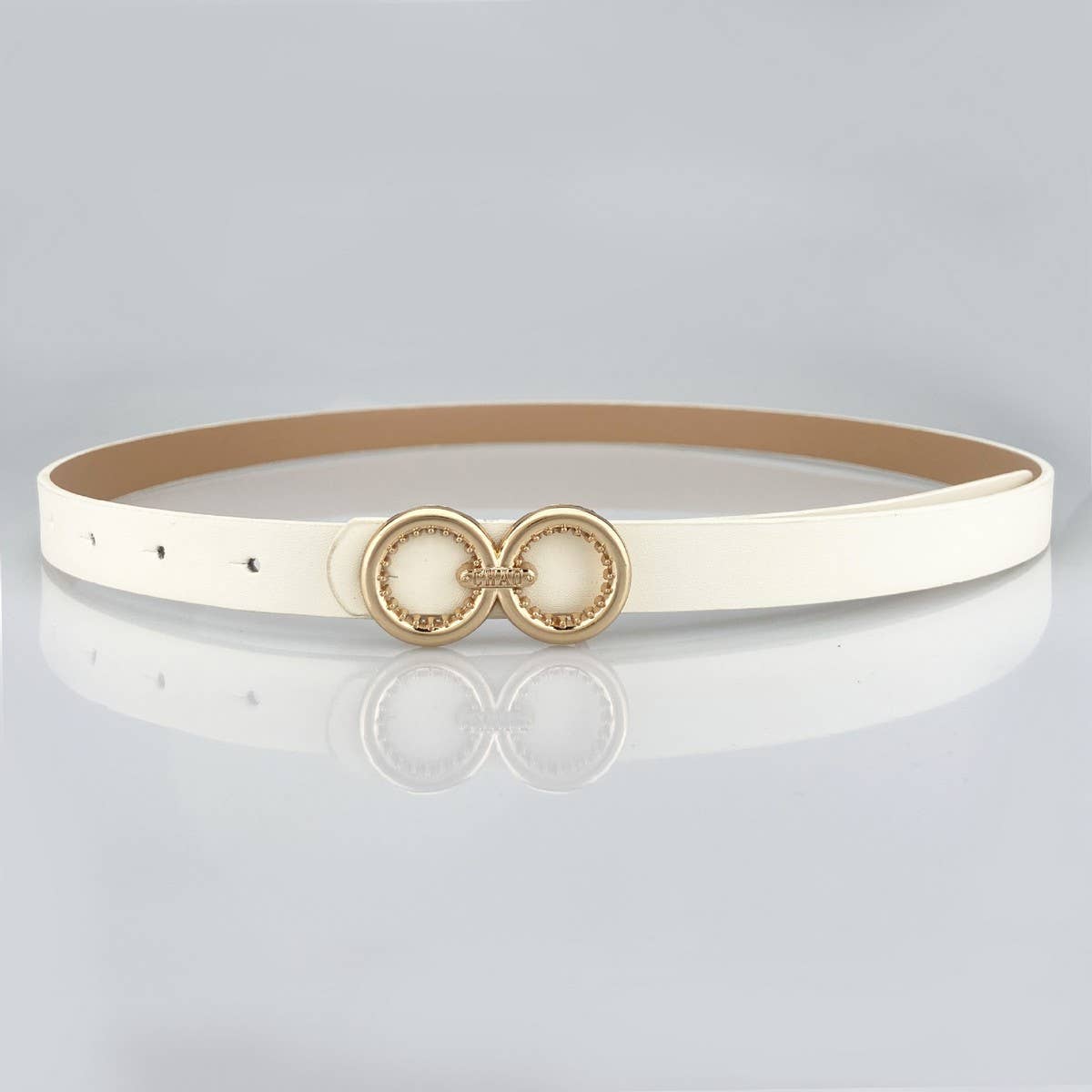 DOUBLE ROUND BUCKLE VERSATILE WOMENS THIN BELT_CWABE0693