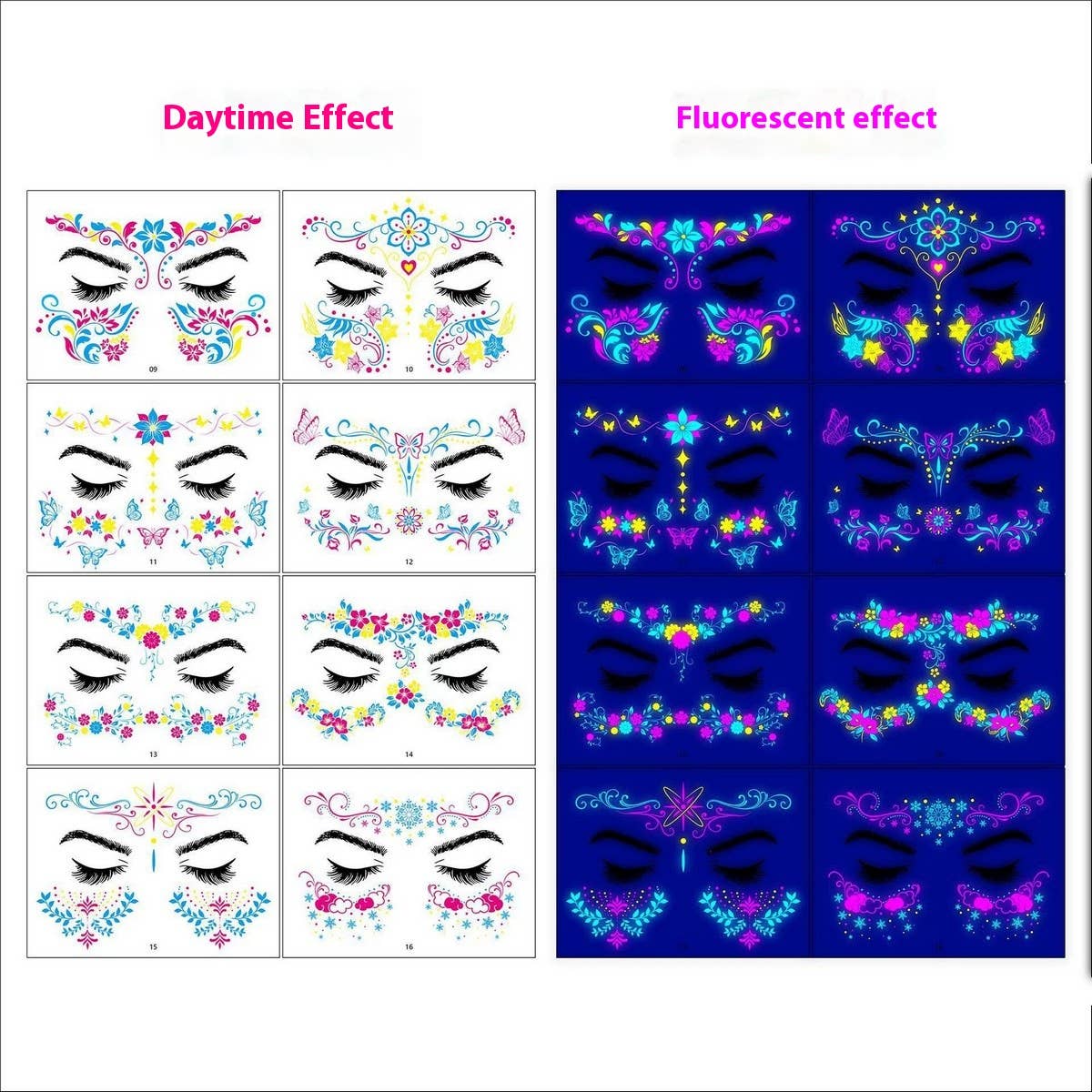 NEON BUTTERFLY GLOW FACE TATTOOS FOR PARTY_CWMM8247