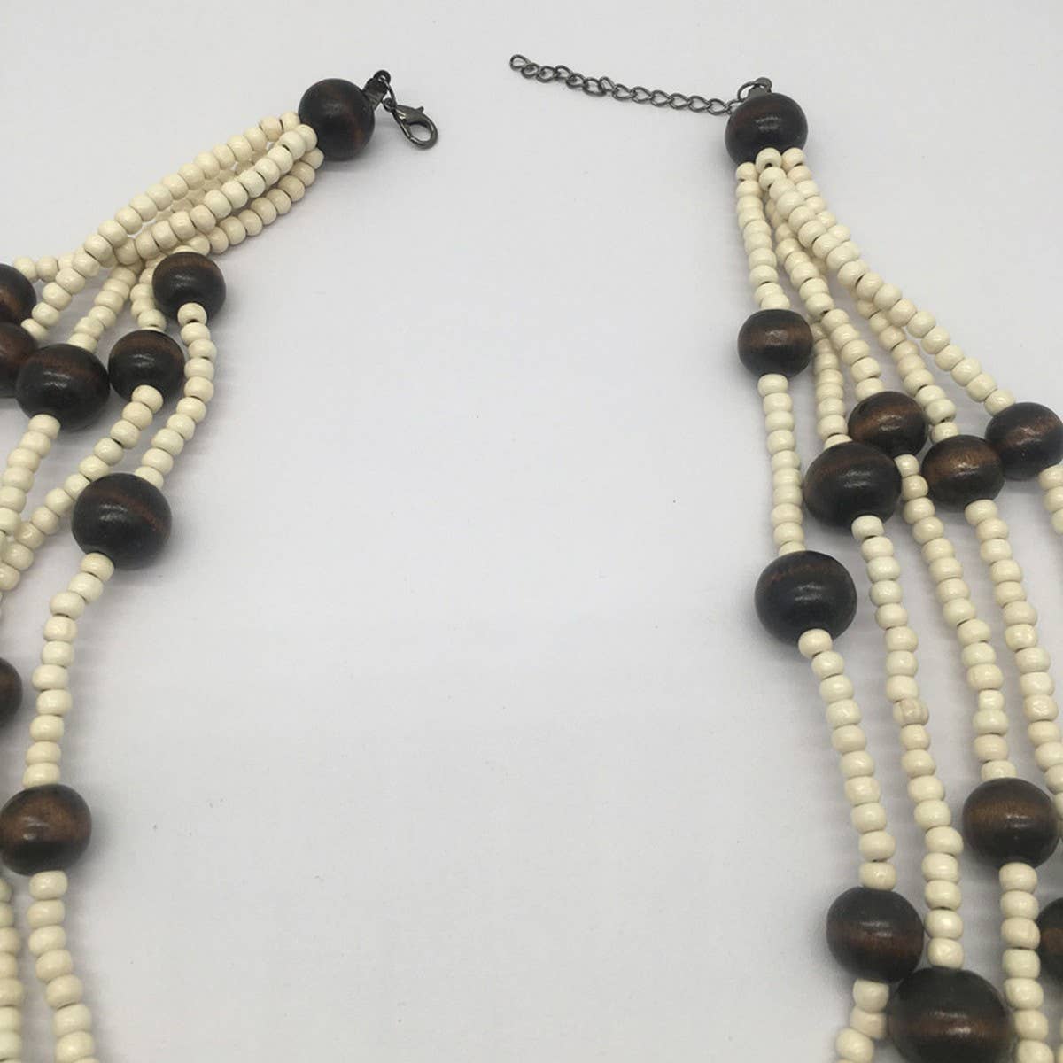 MULTI LAYERED WOODEN BEAD BOHEMIAN NECKLACE_CWMM4572