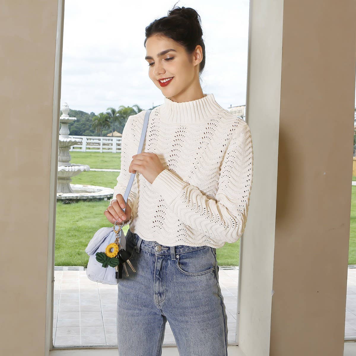 SUNFLOWER FLOWER SUNFLOWER HAND WOVEN KEYCHAIN_CWMM1215