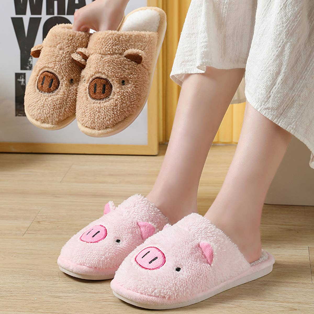 HOUSEHOLD CUTE CARTOON BEAR COTTON SLIPPERS_CWSHS0319
