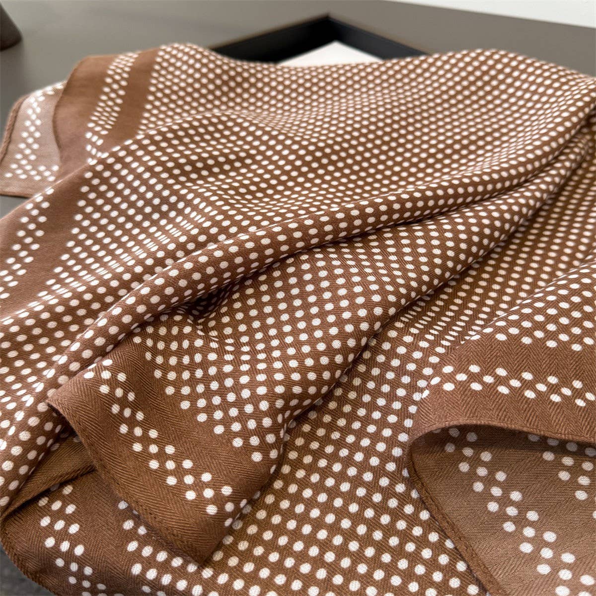 Elegant Polka Dot Herringbone Cotton Neck Scarf_Cwasc03432