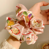 SATIN HEAVY EMBROIDERY LARGE INTESTINE HAIR TIE_CWAHA3674