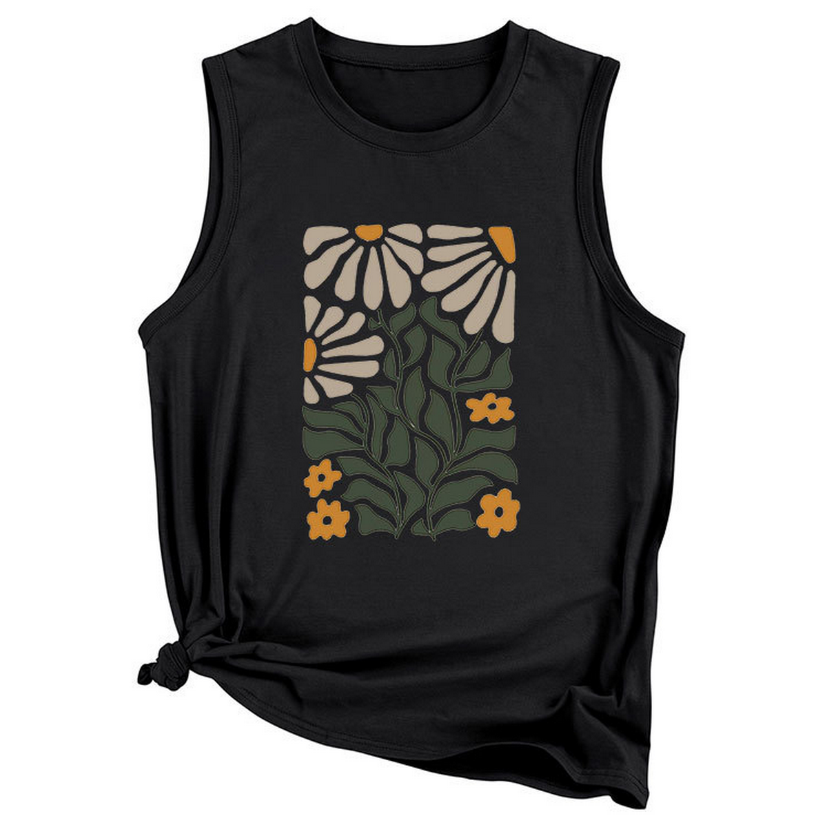 NTAGE YELLOW FLOWER VEST FOR WOMEN SLEEVELESS_CWTTSL0414