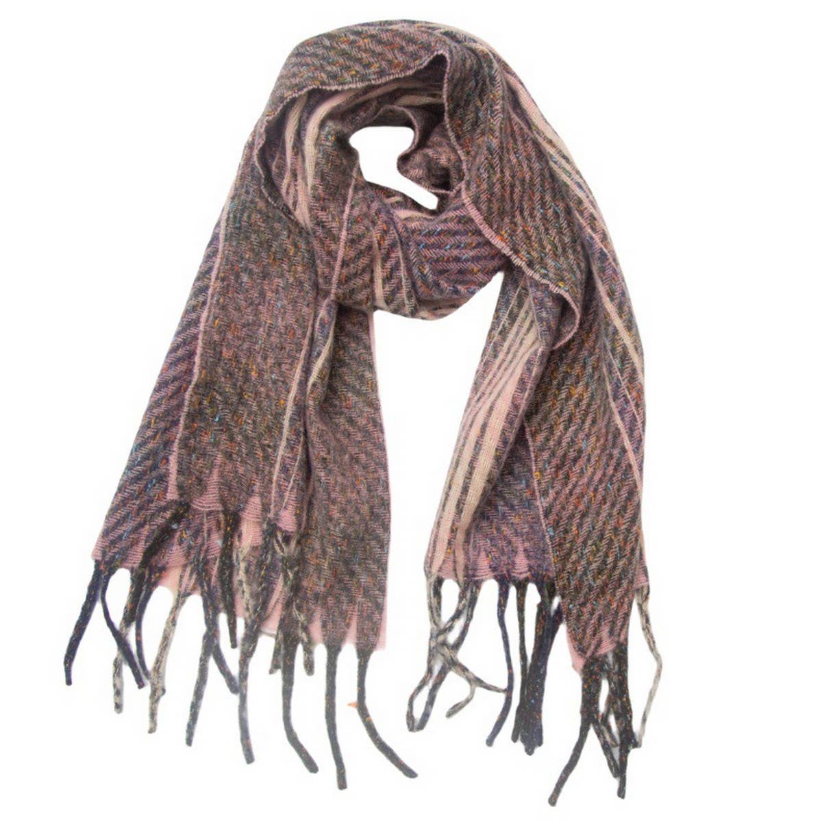 MIXED PLAID FRINGE SCARF UNISEX WINTER SHAWL_CWASC1282