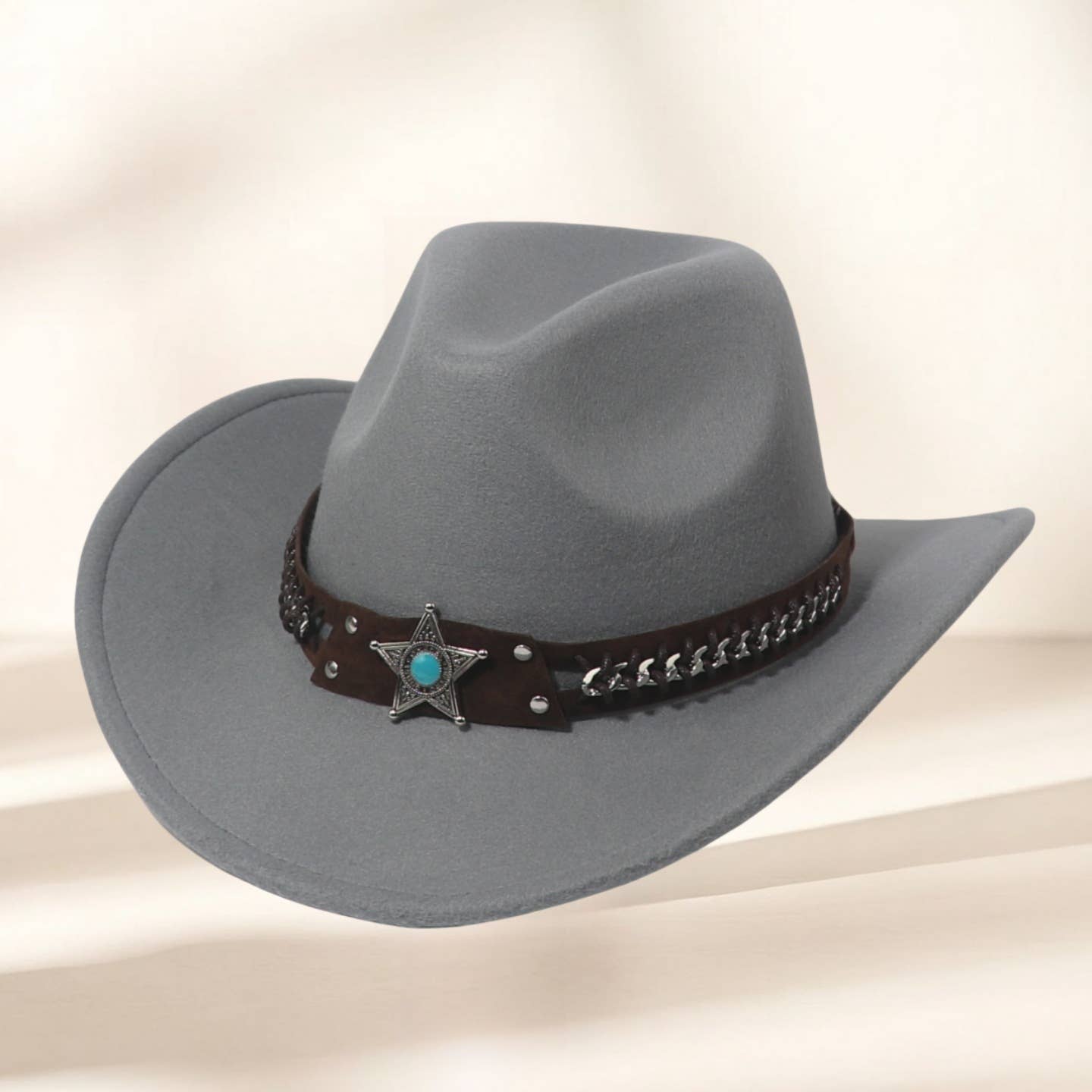 Western Cowboy Hat With Star Ethnic Trim_Cwah3649