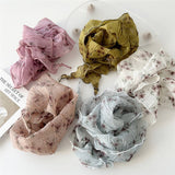 PLEATED EMBOSSED TRIANGLE SCARF CHIC NECK WRAP_CWASC0853