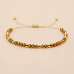 CRYSTAL GOLD BEADED HAND WOVEN BRACELET_CWMM3871