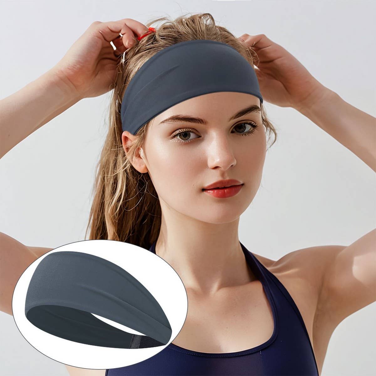 Wide Elastic Yoga Headband For Women Sweat-Wicking_Cwmm7954