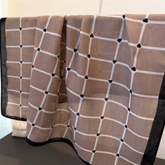 Elegant Plaid Satin Square Neck Scarf Wrap_Cwasc03320