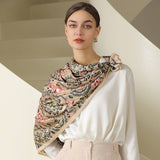 FLOWER PRINT SMALL NECK SILK SCARF SQUARE SCARVES_CWASC0235