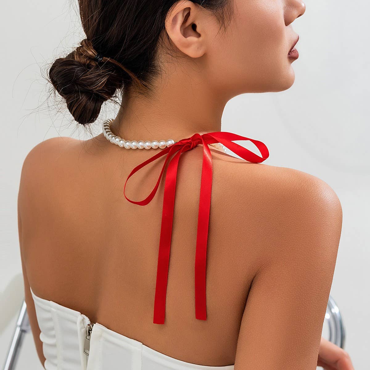 NEW FASHION RETRO LONG BOW CLAVICLE NECKLACE_CWMM3189