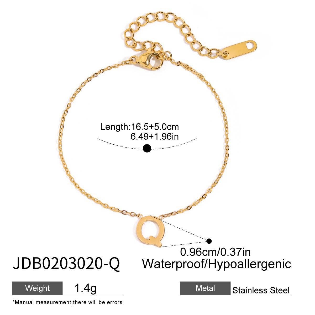 18K GOLD TITANIUM LETTER NECKLACE BRACELET SET_CWAJE4743