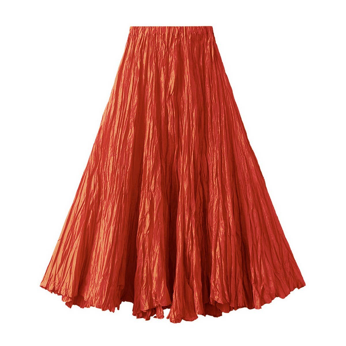LOOSE PLEATED A LINE FLARED CASUAL MIDI SKIRT_CWBMS0399