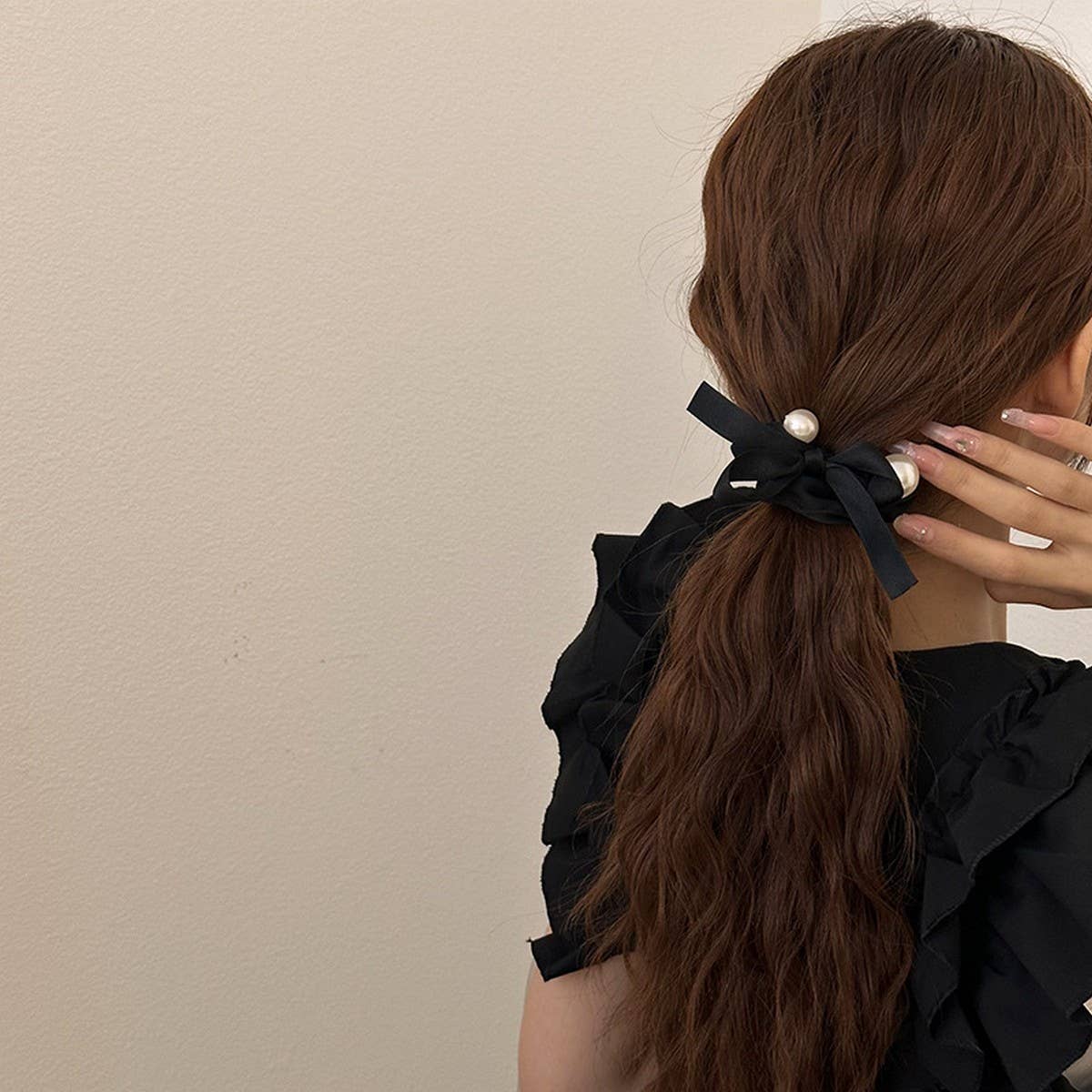 Pearl Decoration Scrunchies Elastic Hair Ties_Cwaha07283