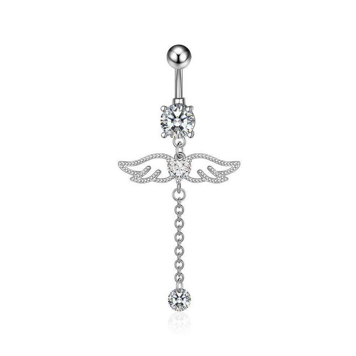 Wing Cz Navel Ring 316L Stainless Steel Piercing_Cwmm9380