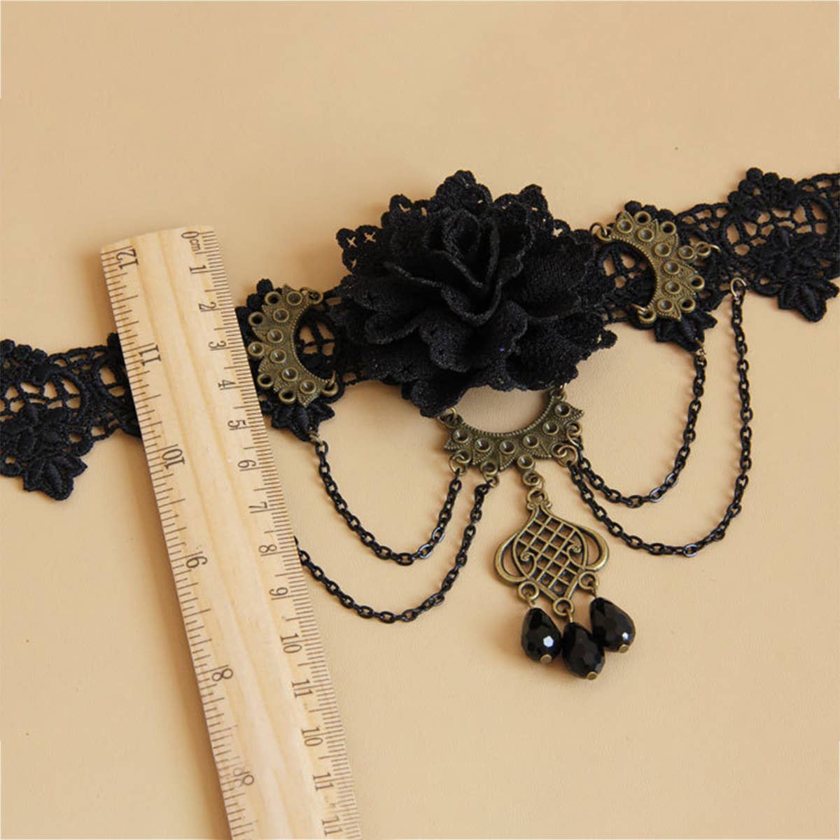 HALLOWEEN FLOWER CRYSTAL LACE SHORT NECKLACE COLLAR_CWMM0163