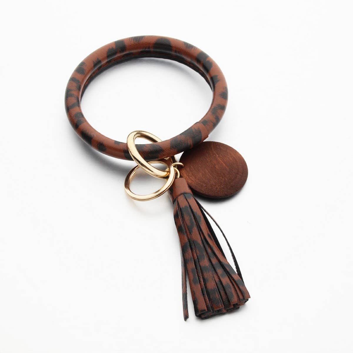 PERSONALIZED LEATHER WRISTLET KEYCHAIN WITH TASSEL_CWMM7024