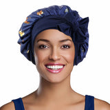 BUTTERFLY PRINT STRETCH NIGHTCAP WITH LONG RIBBON_CWAH1476