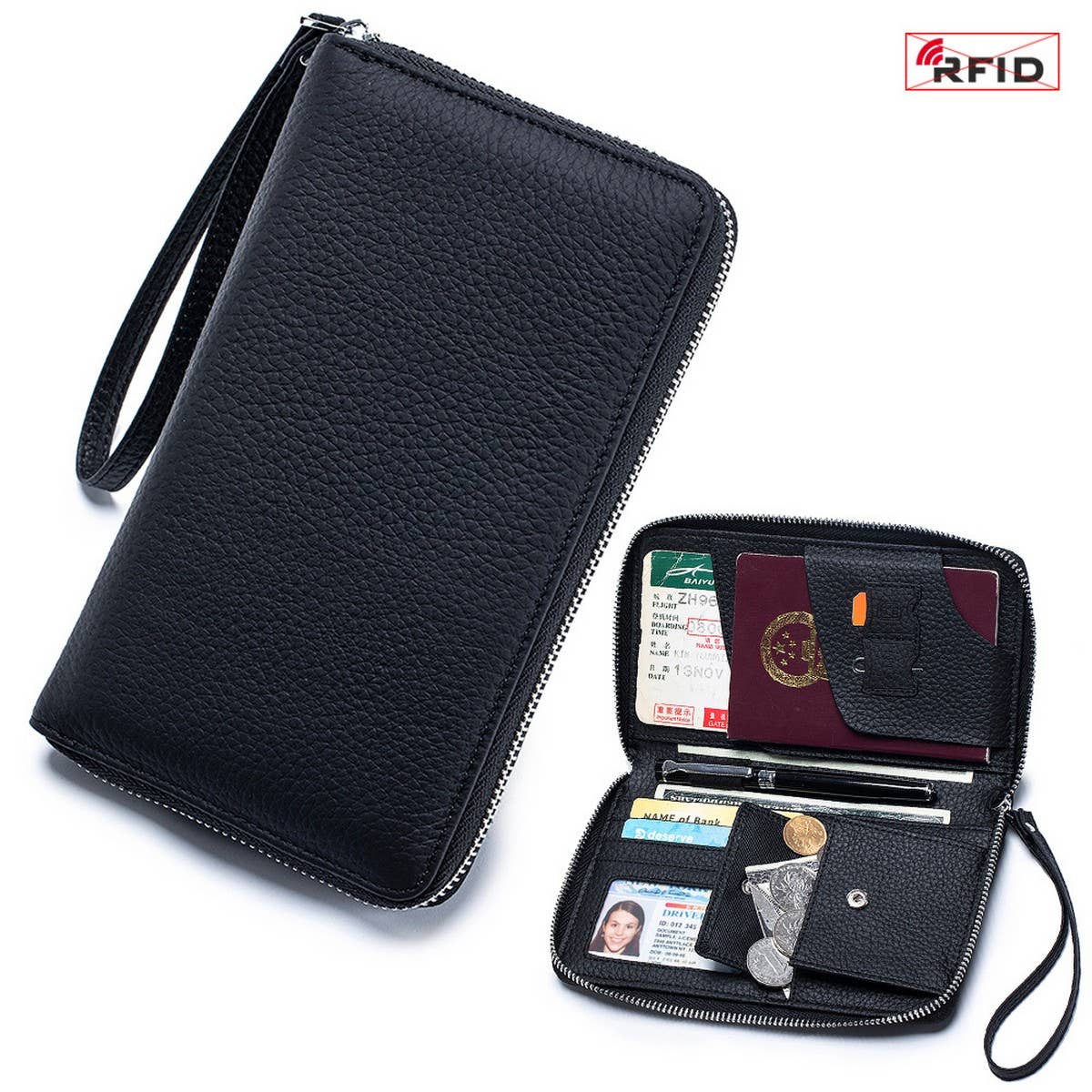 ANTI THEFT MULTIFUNCTIONAL LONG LEATHER WALLET_CWAB3734