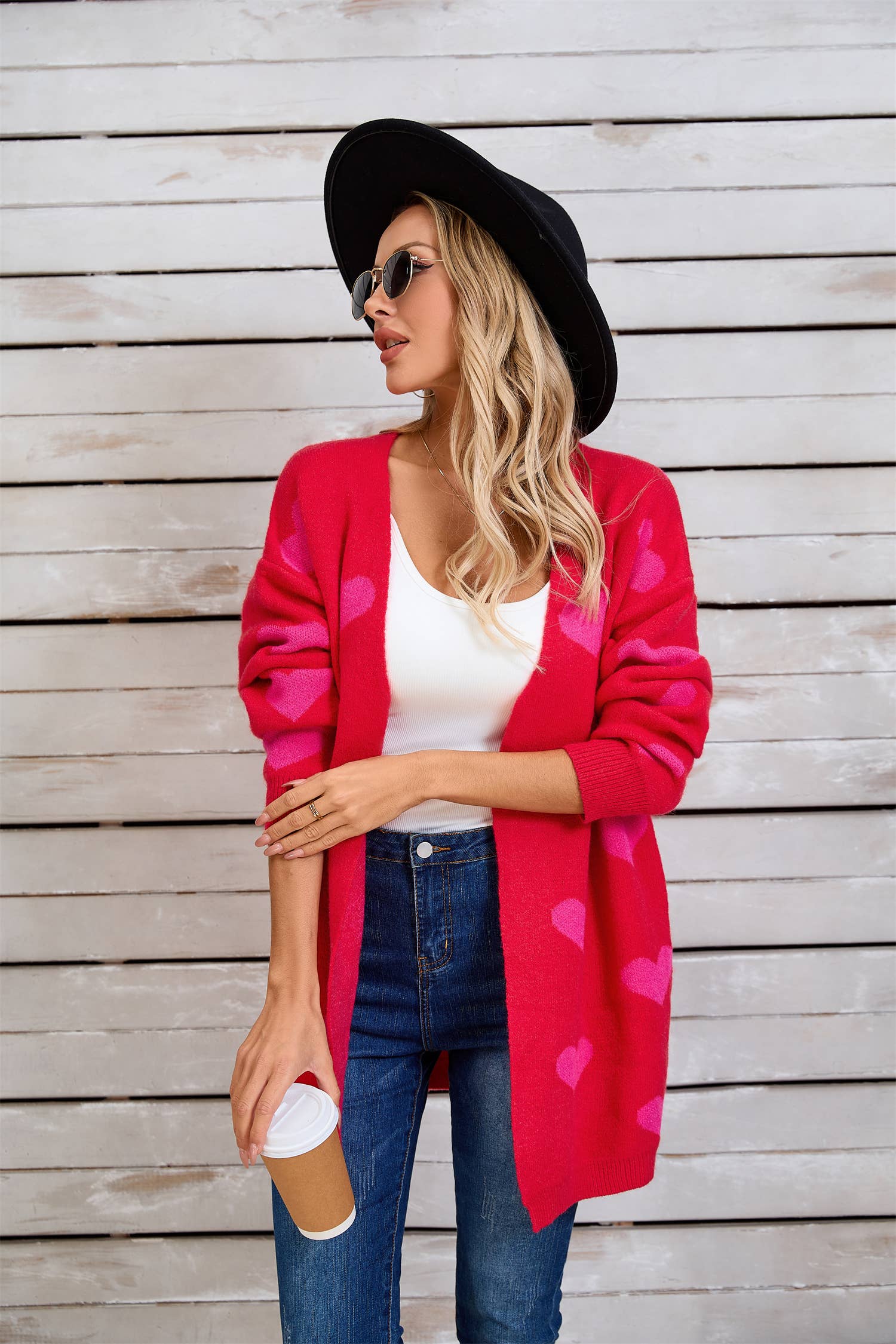 Valentines Day Color Contrast Love Cardigan
