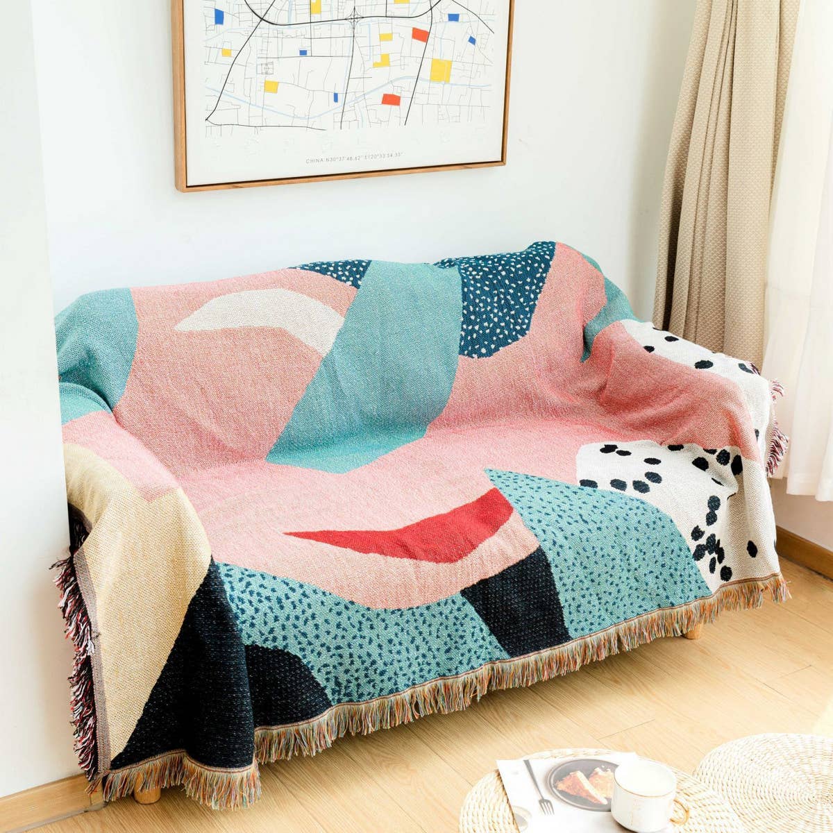 MULTIFUNCTIONAL BLANKET WITH OIL PAINTING PATTERN_CWMM0325