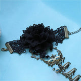 HALLOWEEN FLOWER CRYSTAL LACE BRACELET WITH RING_CWMM0162