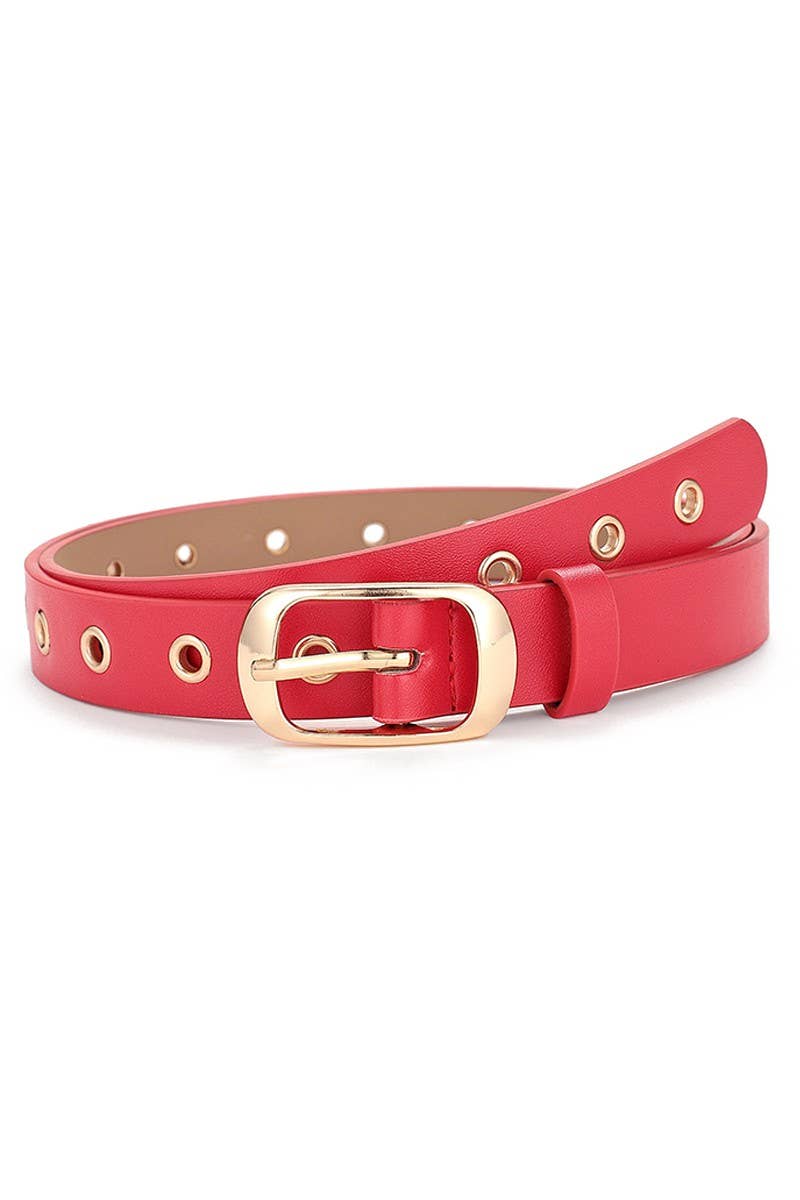 Trendy Fashion Simple Eyelet Leather Belt_Cwabe065