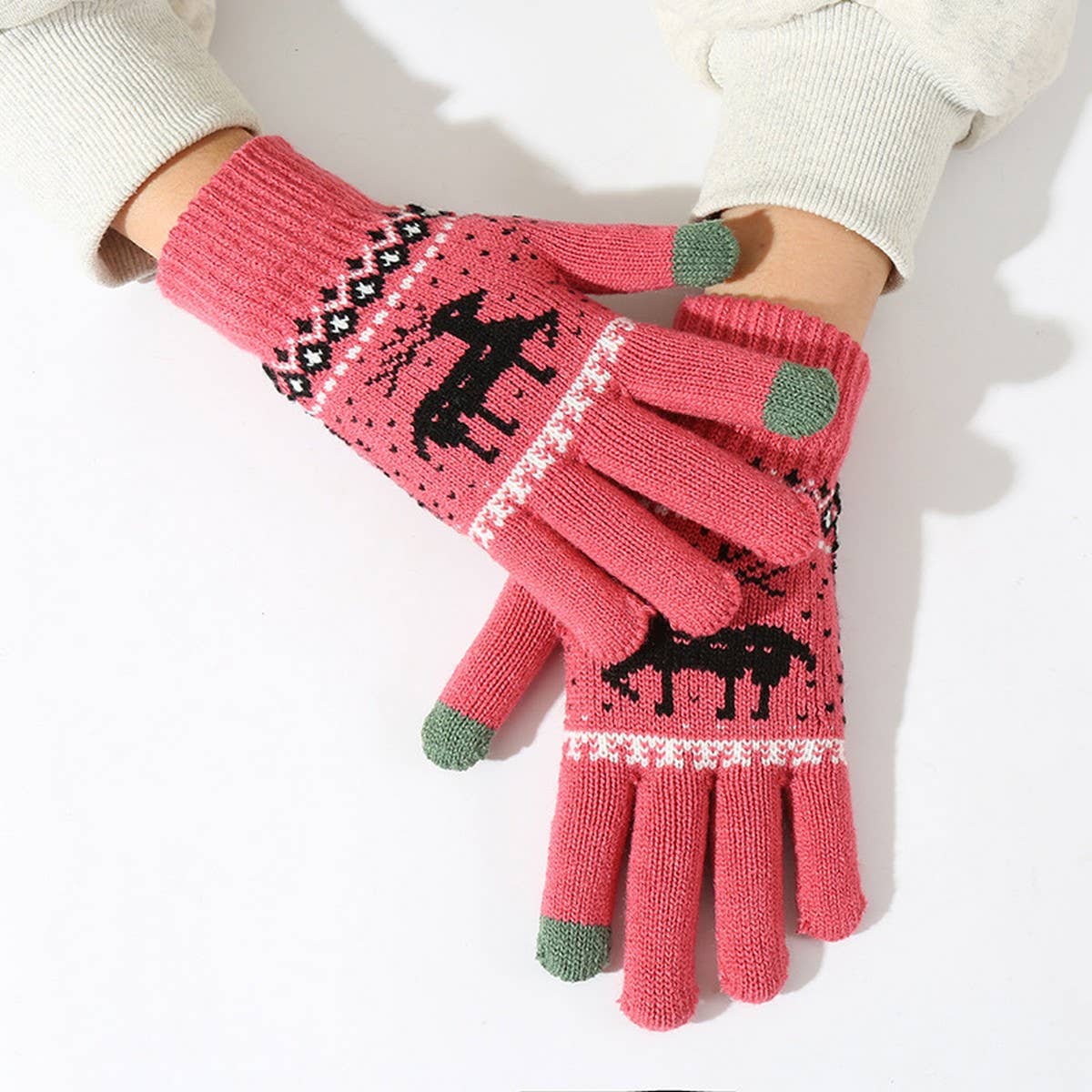 CUTE DEER PLUSH THICK TOUCH SCREEN GLOVES_CWAG0151