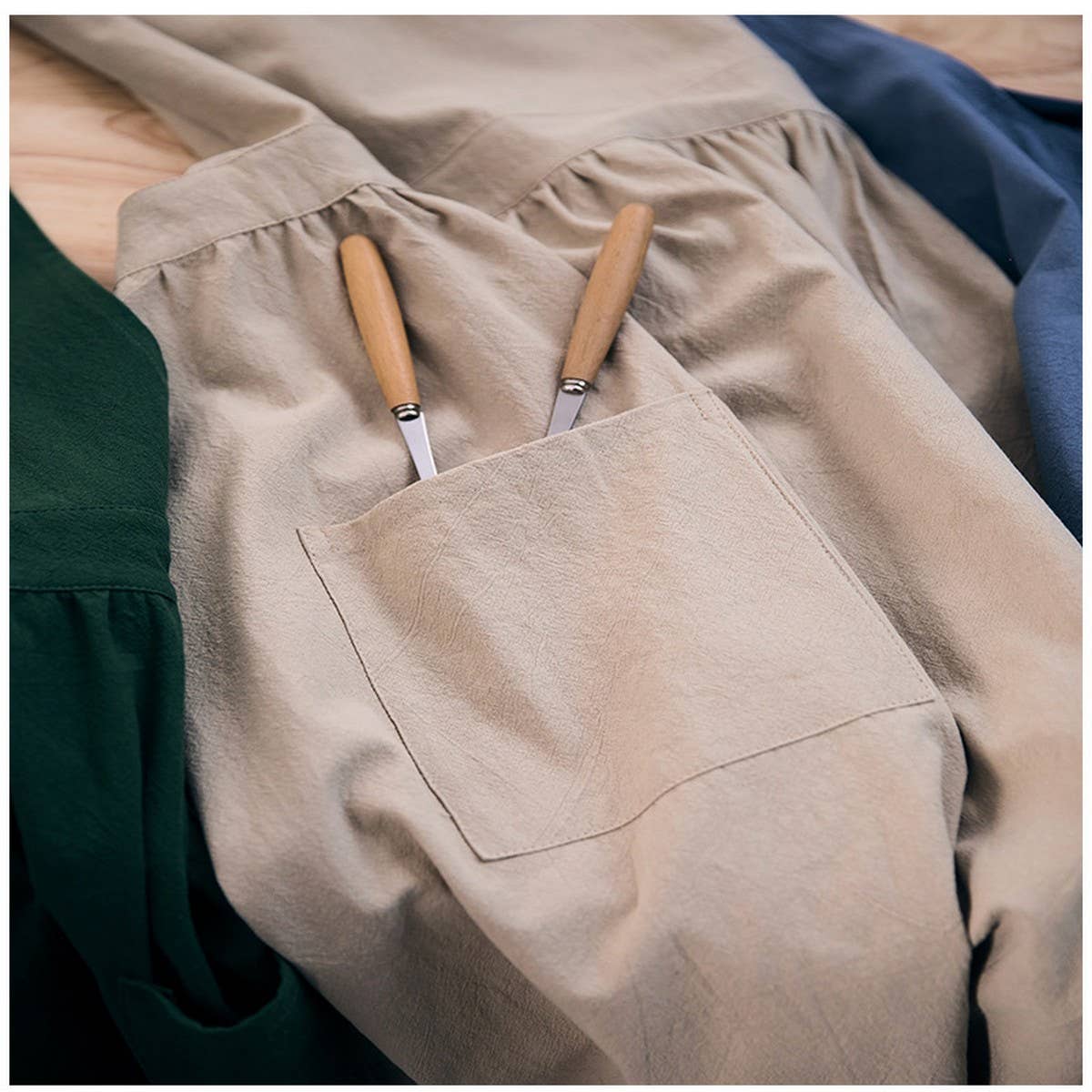 Cwmm1832_Cotton Linen Household Kitchen Apron Work Apron