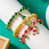 Cwaje2516_Christmas Bell Old Man Snowman Beaded Bracelet