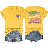 V-Neck And Fun Letters Elegant Womens T-Shirt