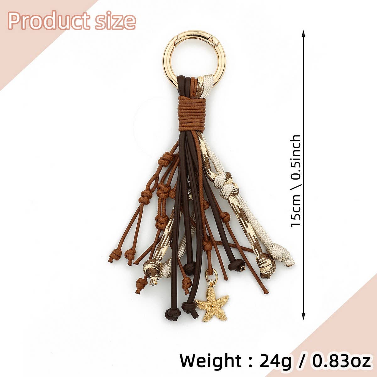 Womens Leather Tassel Bag Charm With Keychain_Cuab00437