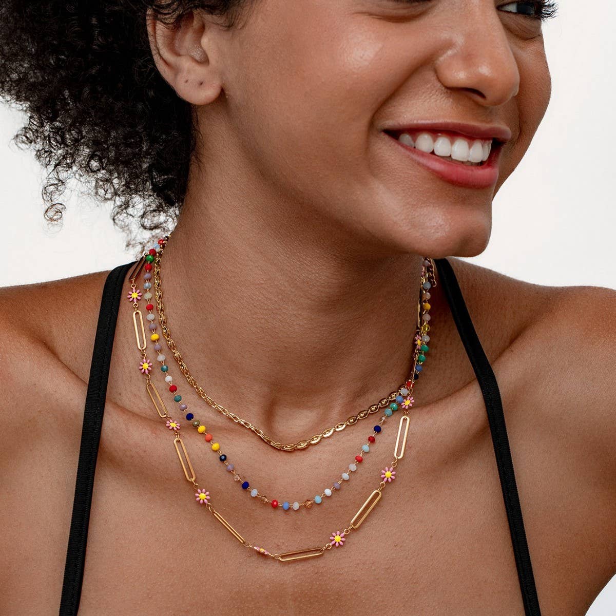 COLLARBONE METAL COLORED MULTI LAYER NECKLACE_CWMM3592