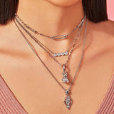 CREATIVE STAINLESS STEEL PALM TOTEM NECKLACE_CWMM5696