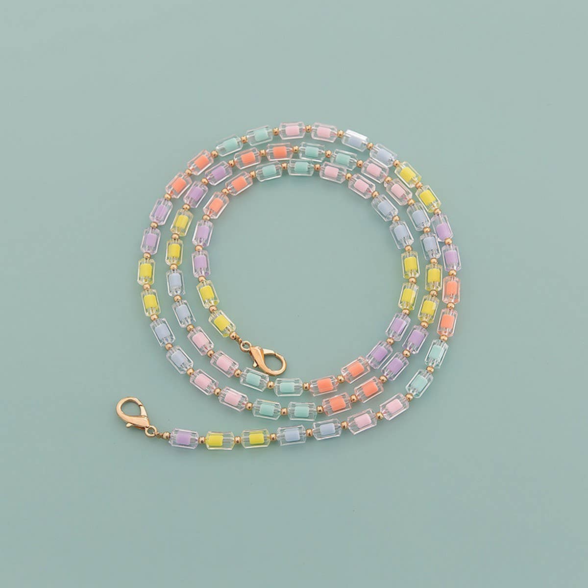 RAINBOW BEAD LONG BEADED CHAIN BAG STRAP_CWMM5114