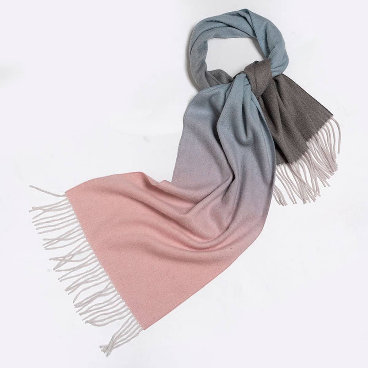 PINK GRADIENT WOOL SCARF WARM REVERSIBLE WINTER_CWASC2376