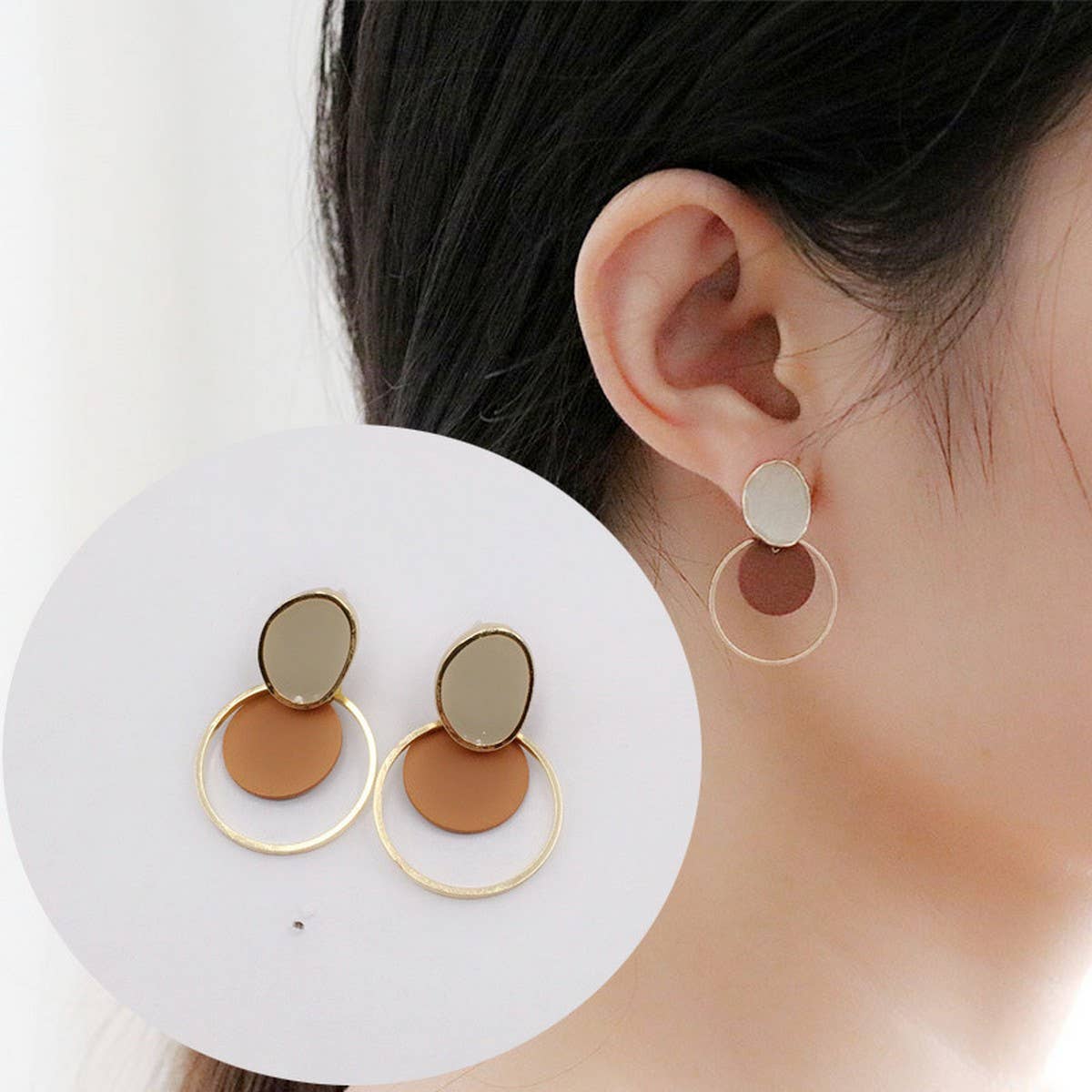 DOUBLE GEOMETRIC ROUND VINTAGE EARRINGS_CWAJE2014