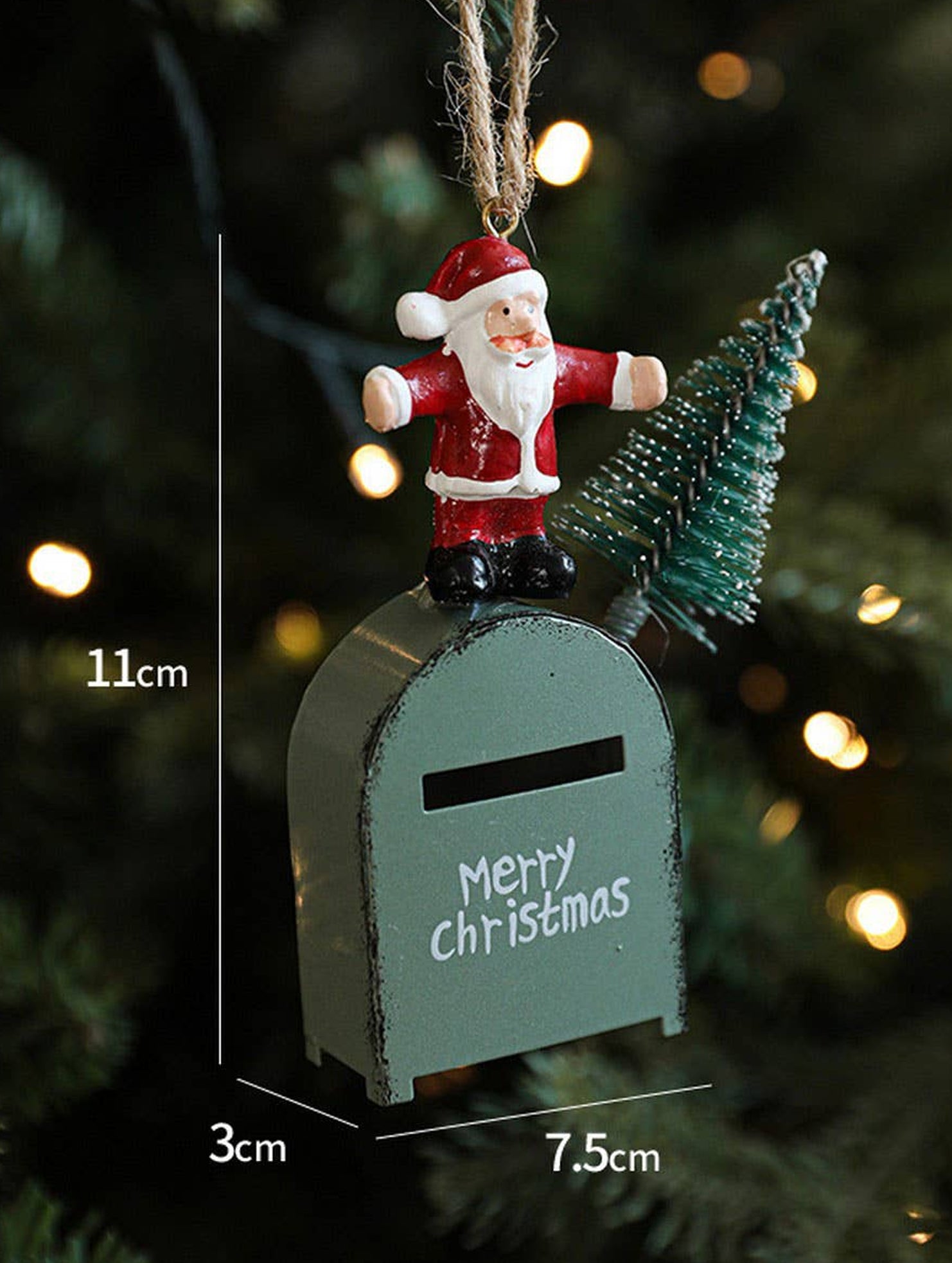IRON PAINTED MAILBOX VINTAGE CHRISTMAS HANGING_CWMM9780