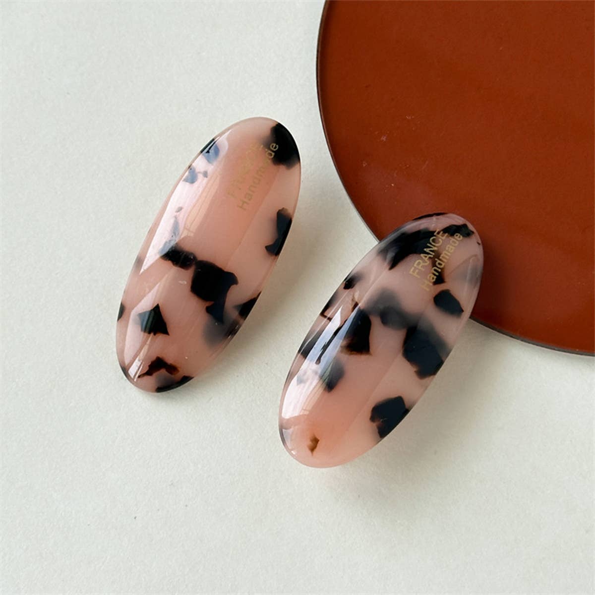 Marble Pattern Oval Resin Hair Barrettes For Women_Cwaha0753