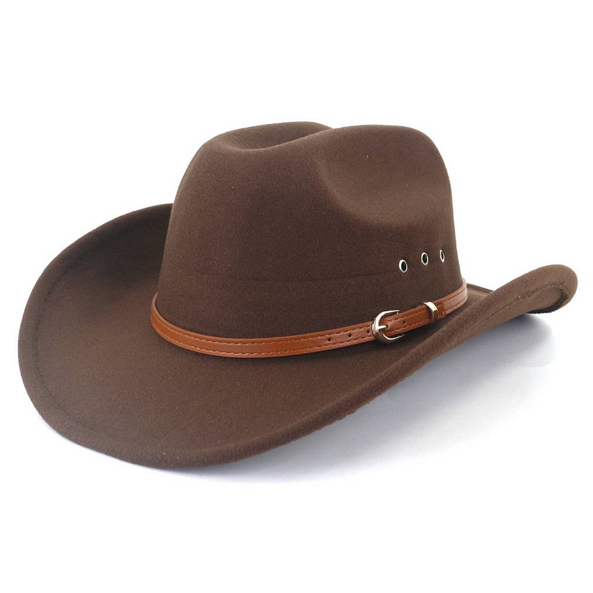 Western Cowboy Hat Felt Wide Brim With Belt Decor_Cwah1772