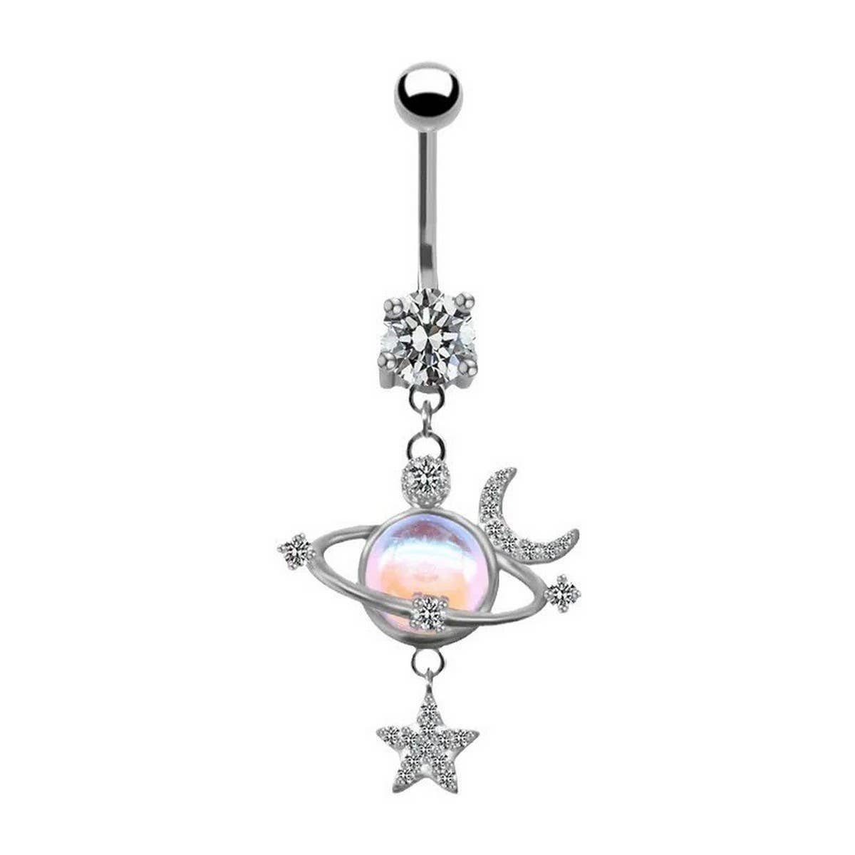 FAN SHAPE CZ BELLY RING HYPOALLERGENIC STYLE_CWMM9198