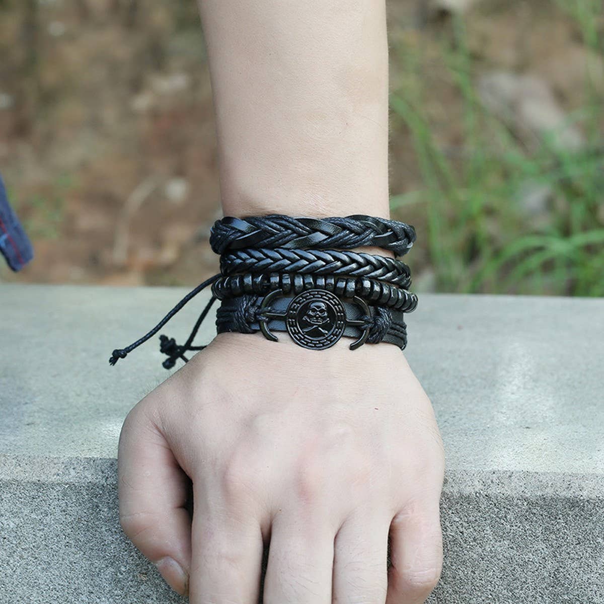 MENS PUNK SIMPLE RETRO SET BRACELET_CWMM4523