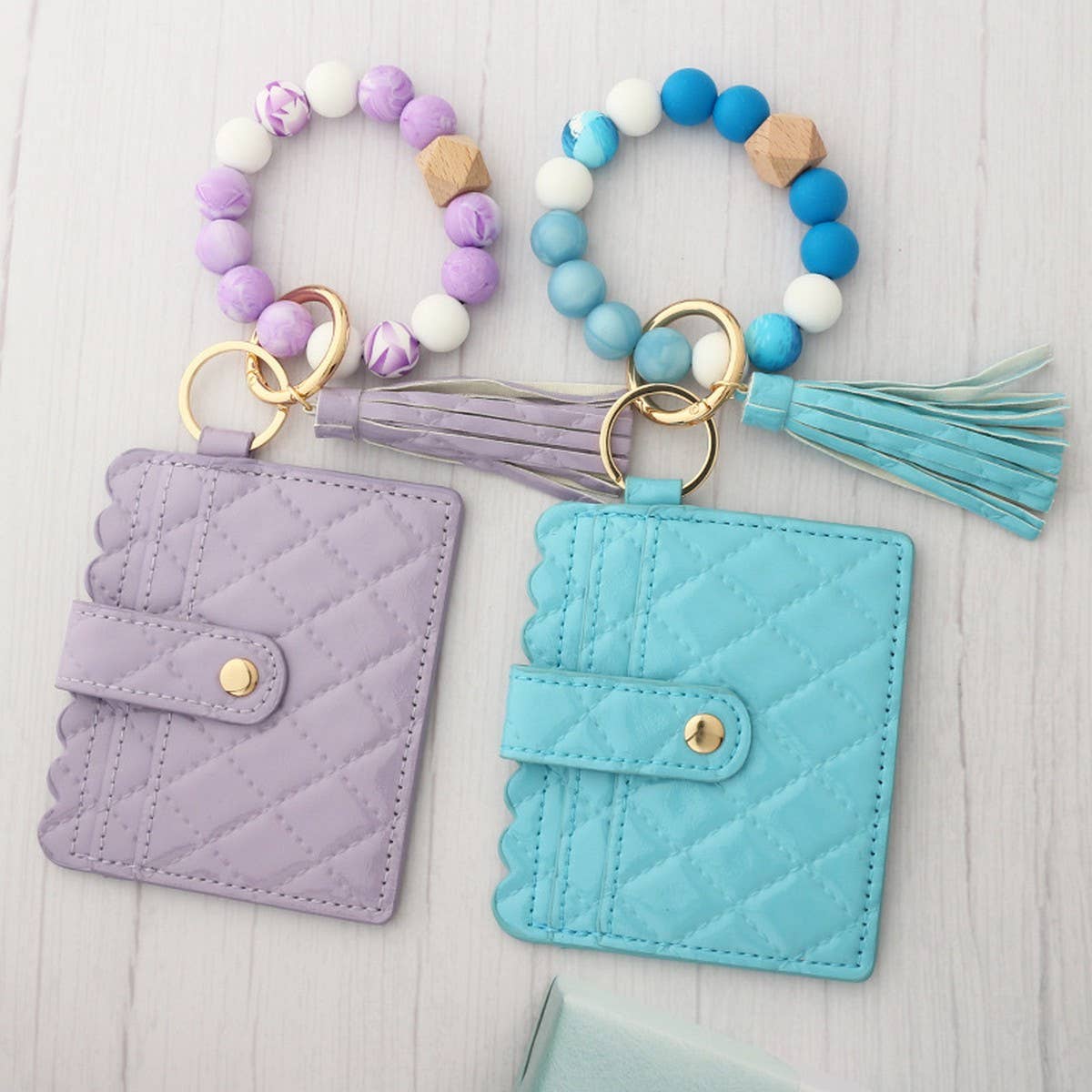 SILICONE BEAD TASSEL BRACELET KEYCHAIN CARD BAG_CWAJE0665