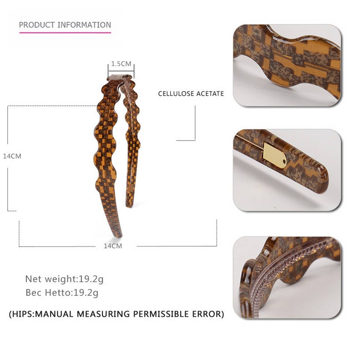 CHECKERBOARD HEADBAND WIDE WAVY HEADBAND_CWAHA4379