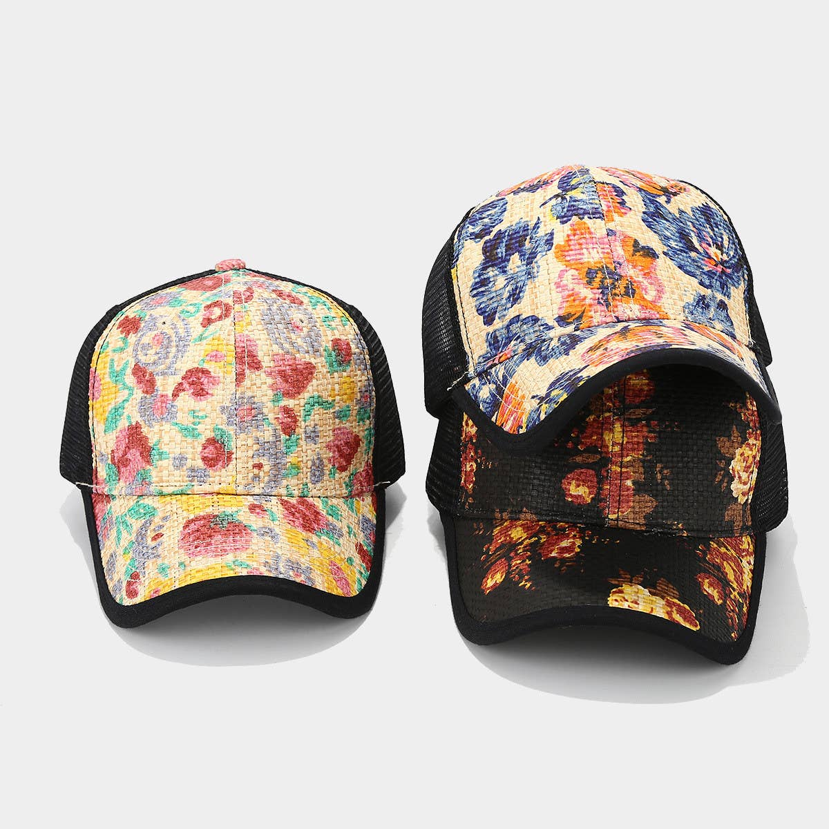STYLISH FLORAL STRAW CAP UNISEX SUMMER SUN HAT CWAH1576