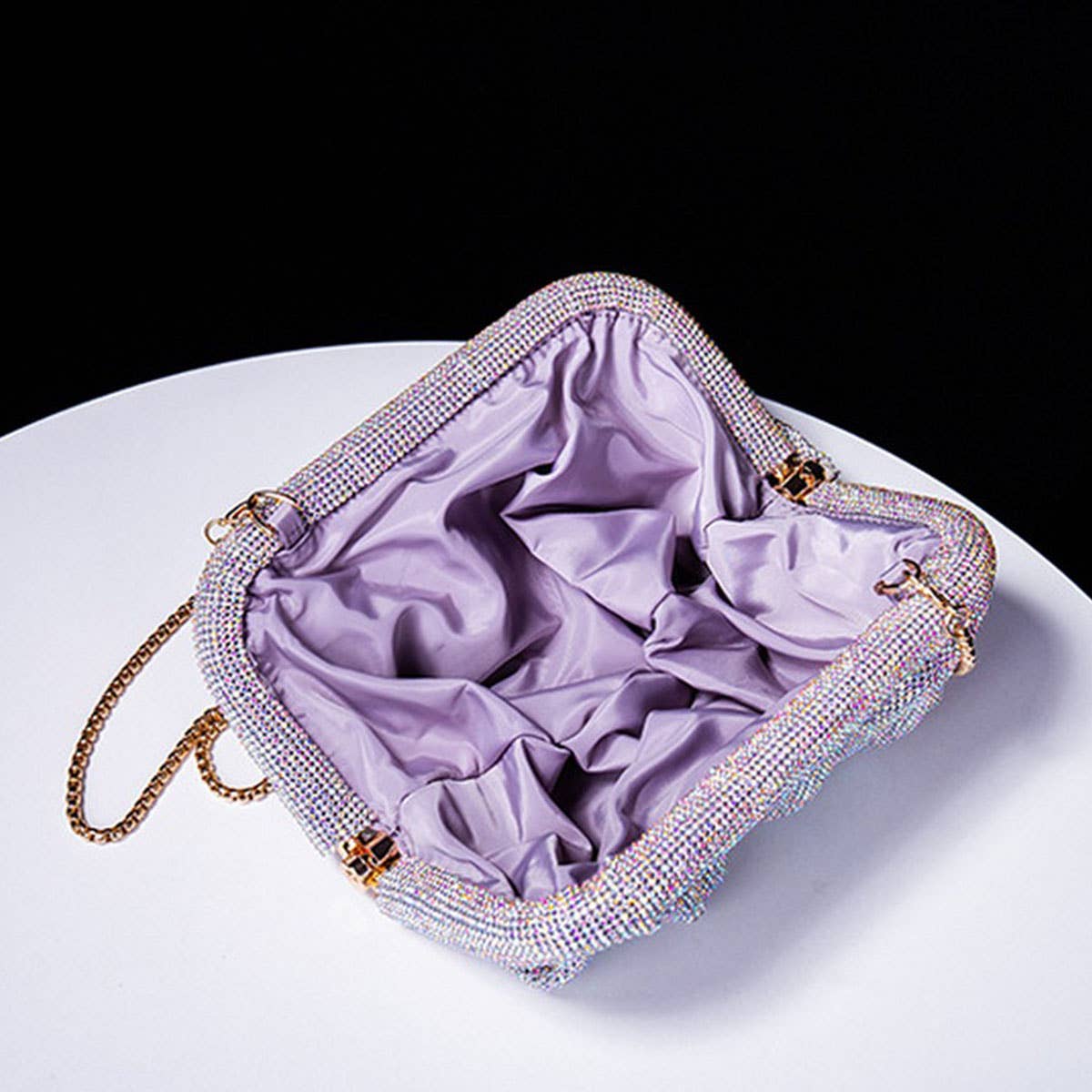 LUXURY HANDMADE RHINESTONE CLOUD CLIP EVENING BAG_CWAB3591