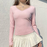 V-Neck Base Spice Slim Sexy Long Sleeve T-Shirt