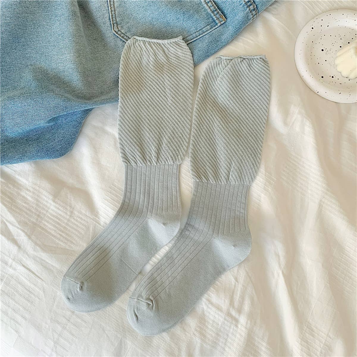 Women Breathable Mesh Mid-Length Cotton Socks_Cwms0647