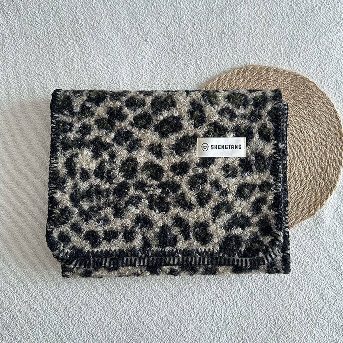 LEOPARD JACQUARD TEDDY FLEECE SCARF WARM_CWASC2315